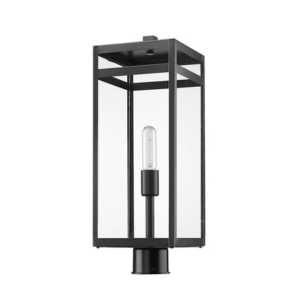 Z-Lite Nuri 1 Light Outdoor Post Mount in Black/Clear