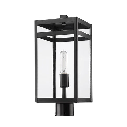 Z-Lite Nuri 1 Light 17" Outdoor Post Mount, Black/Clear