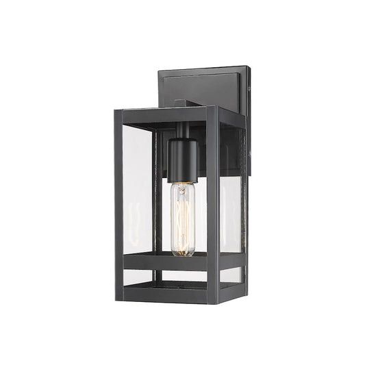 Z-Lite Nuri 1 Light 13" Outdoor Wall Sconce in Black/Clear - 596S-BK