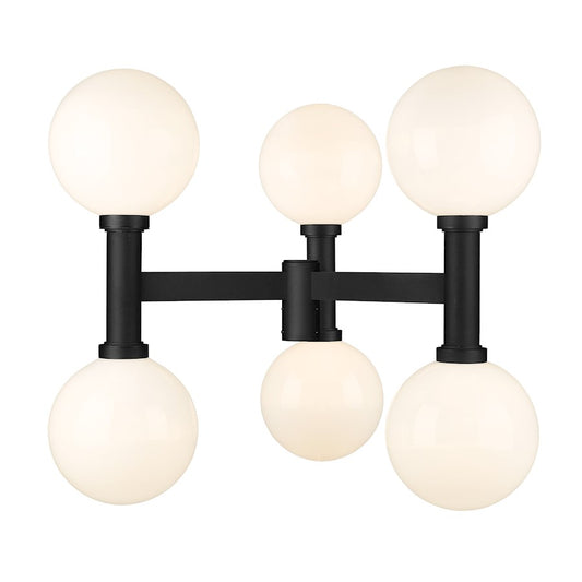 Z-Lite Laurent 6 Light 49" Outdoor Post Mount, Black/Opal - 597BP6-BK