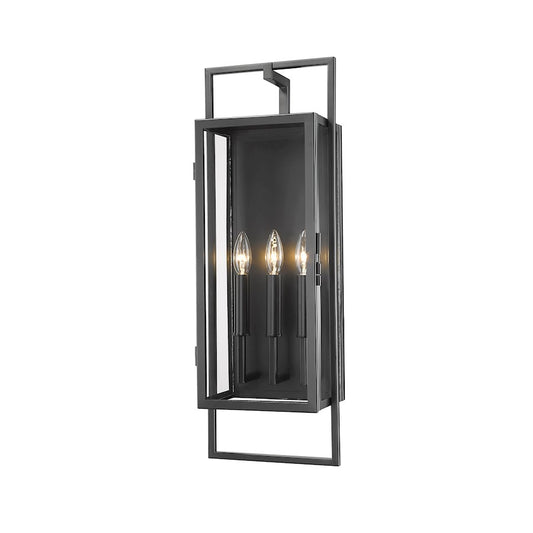 Z-Lite Lucian 3 Light Outdoor Wall Sconce in Black/Clear - 598B-BK