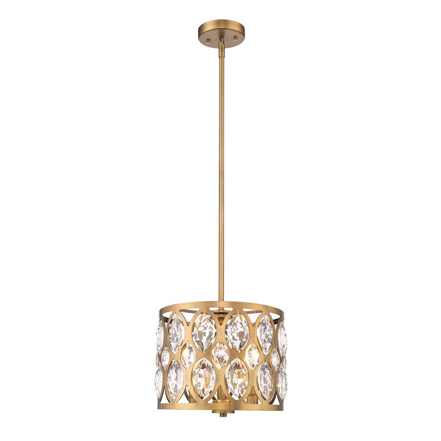 Z-Lite Dealey 3 Light Chandelier, Heirloom Brass/Clear - 6010-12HB