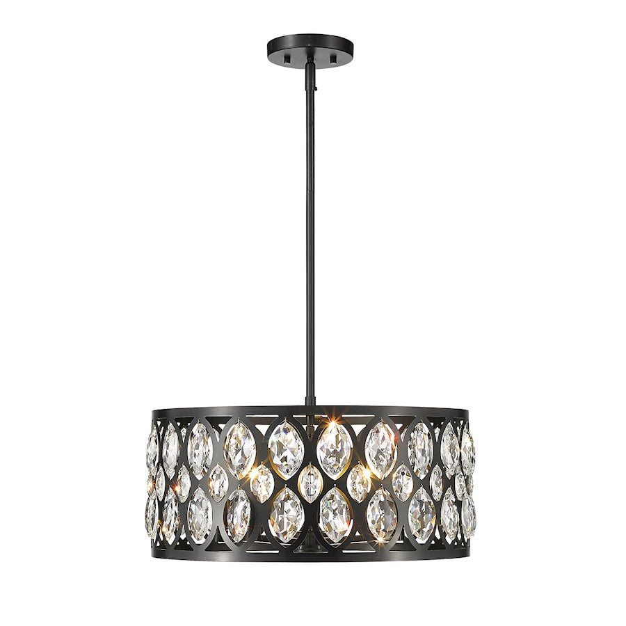 Z-Lite Dealey 5 Light Chandelier, Black, Black/Clear Crystal - 6010-20MB