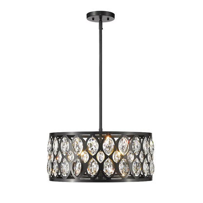 Z-Lite Dealey 5 Light Chandelier, Black, Black/Clear Crystal - 6010-20MB