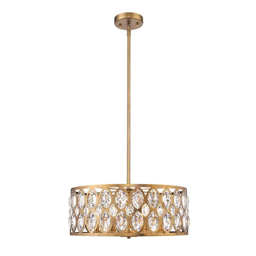 Z-Lite Dealey 6 Light Chandelier, Heirloom Brass/Clear - 6010-24HB