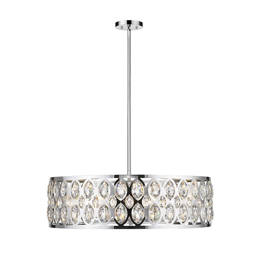 Z-Lite Dealey 8 Light 8.75" Chandelier, Chrome, Chrome/Clear Crystal - 6010-30CH