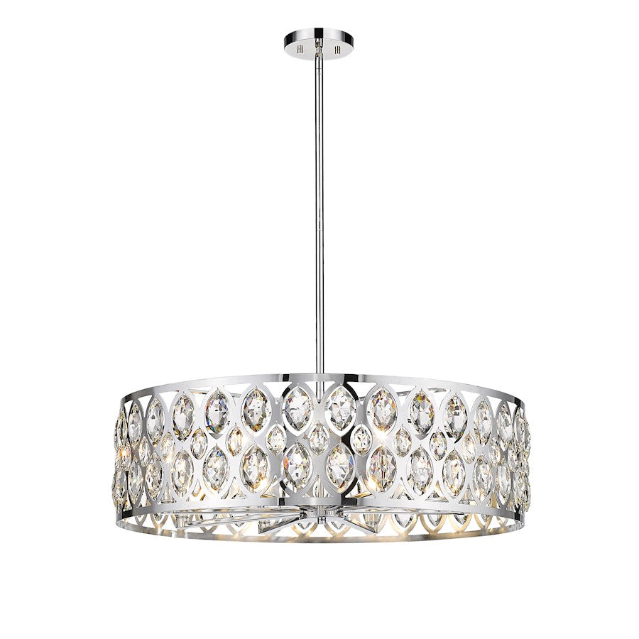 8 Light 8.75" Chandelier, Clear Crystal