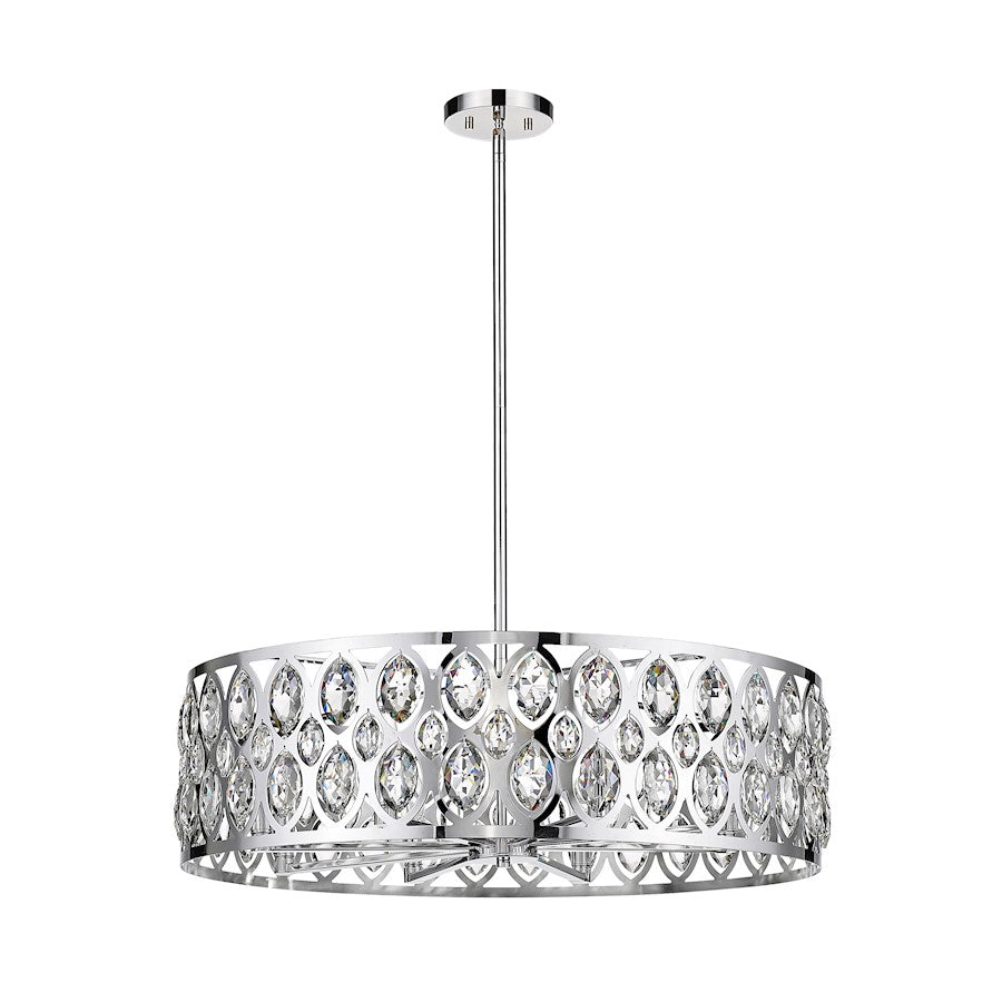 8 Light 8.75" Chandelier, Clear Crystal