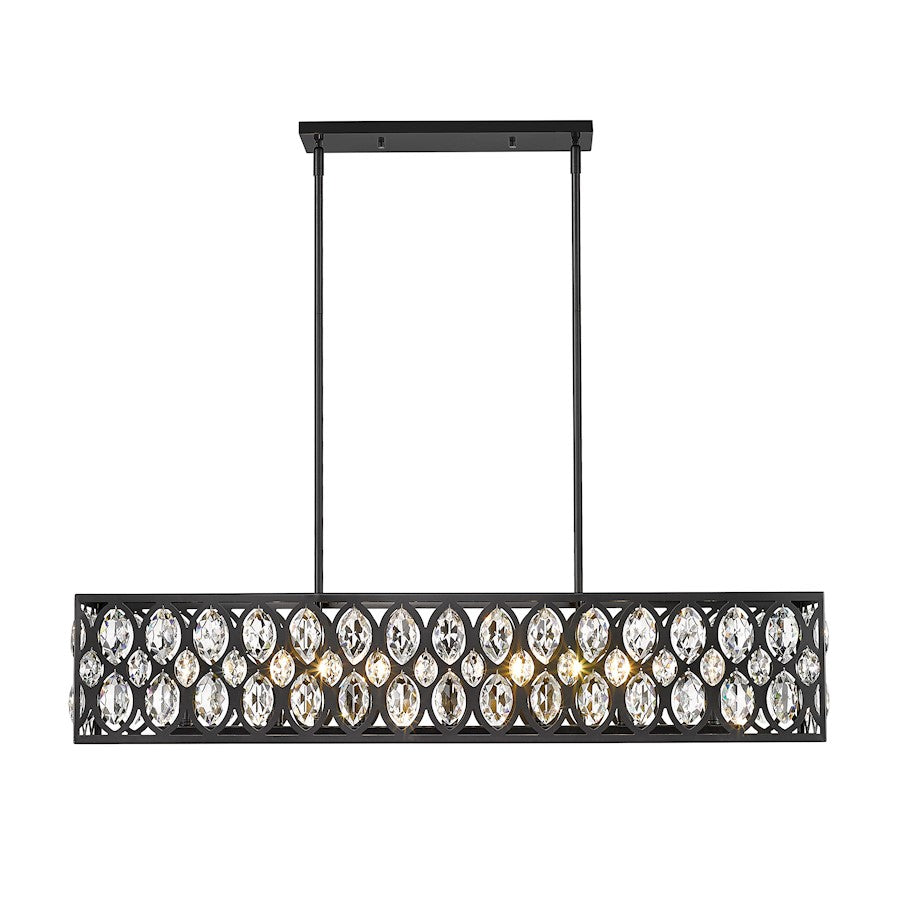 Z-Lite Dealey 7 Light Chandelier, Black, Black/Clear Crystal - 6010-42MB