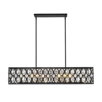 Z-Lite Dealey 7 Light Chandelier, Black, Black/Clear Crystal - 6010-42MB