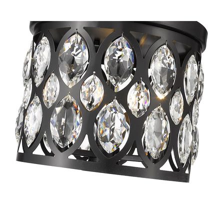 Z-Lite Dealey 10" Flush Mount, Black, Black/Clear Crystal