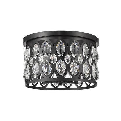 Z-Lite Dealey 10" Flush Mount, Black, Black/Clear Crystal