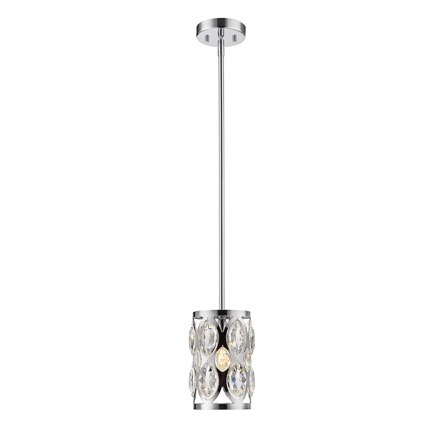 Z-Lite Dealey 1 Light Mini Pendant, Chrome/Clear - 6010MP-CH