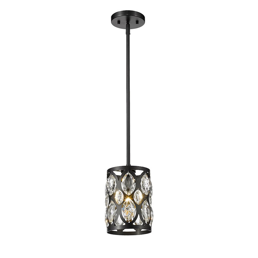 1 Light 9" Mini Pendant, Black, Black