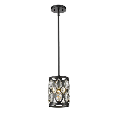 1 Light 9" Mini Pendant, Black, Black