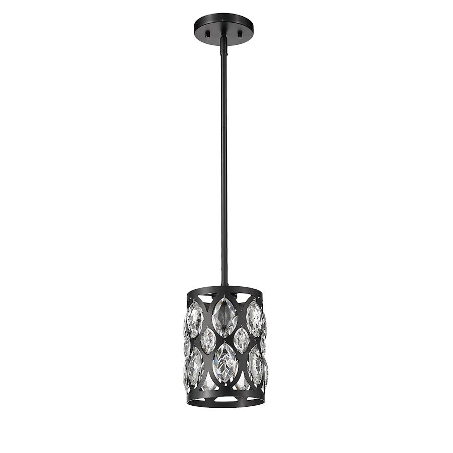 1 Light 9" Mini Pendant, Black, Black