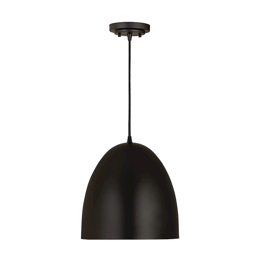 Z-Lite Z Studio Dome 1 Light 12" Pendant, Matte Black - 6012P12-SBK