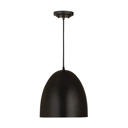 Z-Lite Z Studio Dome 1 Light 12" Pendant, Matte Black - 6012P12-SBK