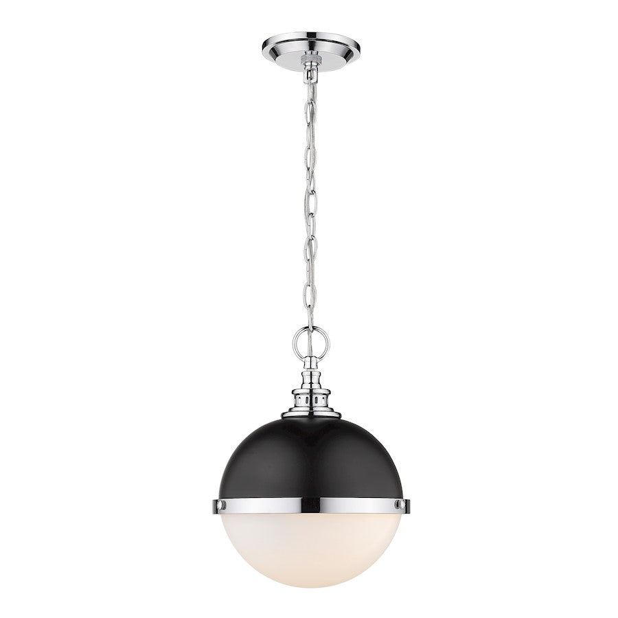 Z-Lite Peyton 2 Light Mini Pendant, Matte Black/Chrome/Opal Etched - 619MP-MB-CH