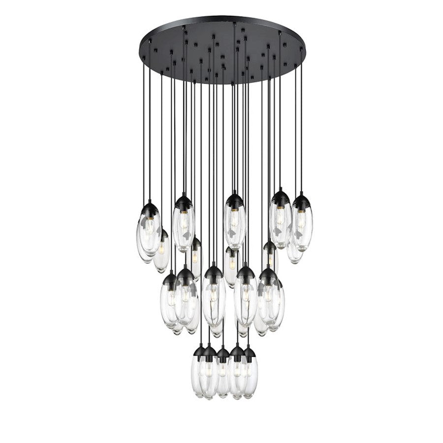 Z-Lite Arden 27 Light Chandelier, Matte Black/Clear - 651P-27R-MB