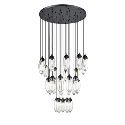 Z-Lite Arden 27 Light Chandelier, Matte Black/Clear - 651P-27R-MB