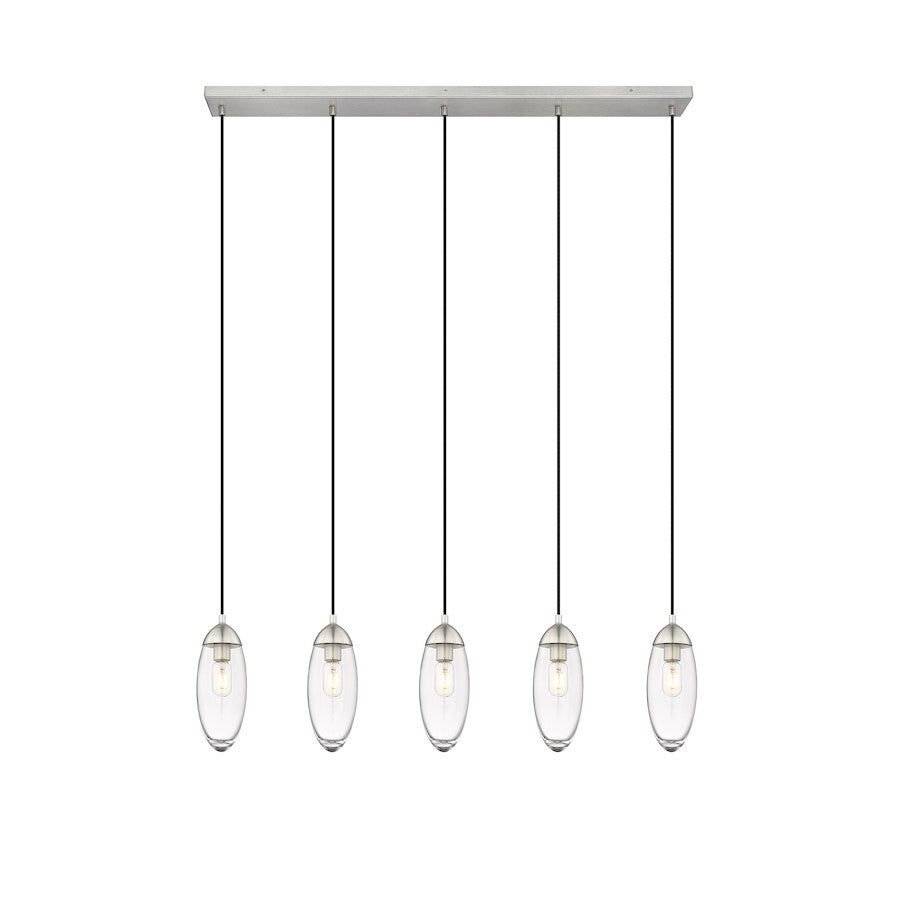 Z-Lite Arden 5 Light 5" Chandelier, Brushed Nickel/Clear - 651P-5L-BN