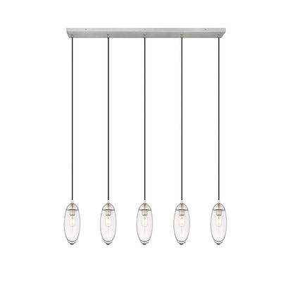 Z-Lite Arden 5 Light 5" Chandelier, Brushed Nickel/Clear - 651P-5L-BN