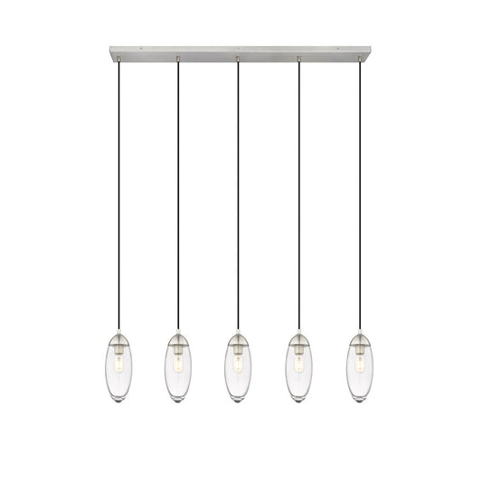 Z-Lite Arden 5 Light 5" Chandelier, Brushed Nickel/Clear - 651P-5L-BN