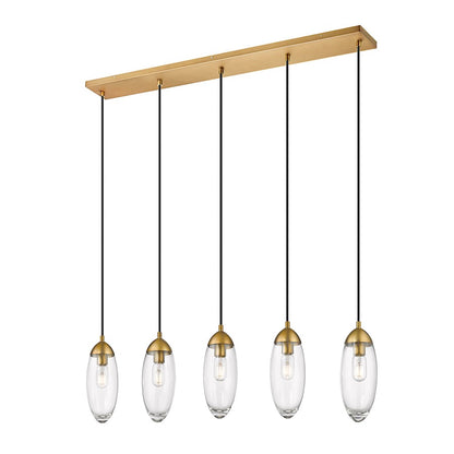 Z-Lite Arden 5 Light 5" Chandelier, Rubbed Brass/Clear - 651P-5L-RB