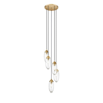 Z-Lite Arden 5 Light 12" Chandelier, Rubbed Brass/Clear - 651P-5R-RB