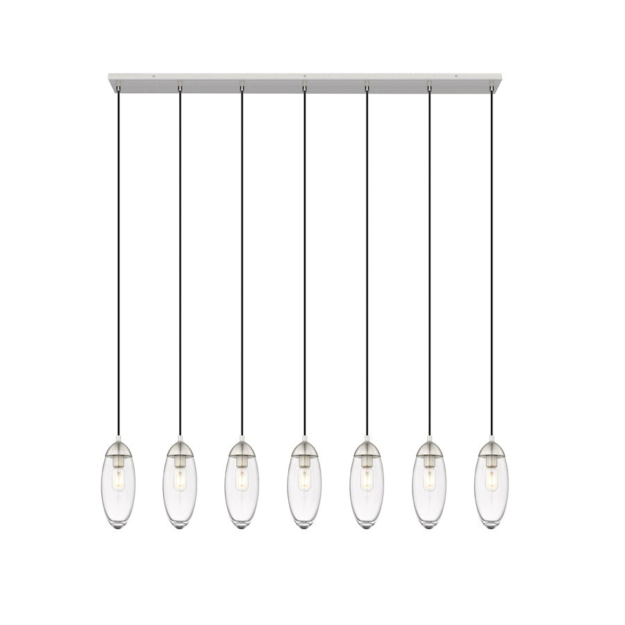 Z-Lite Arden 7 Light 5" Chandelier, Brushed Nickel/Clear - 651P-7L-BN