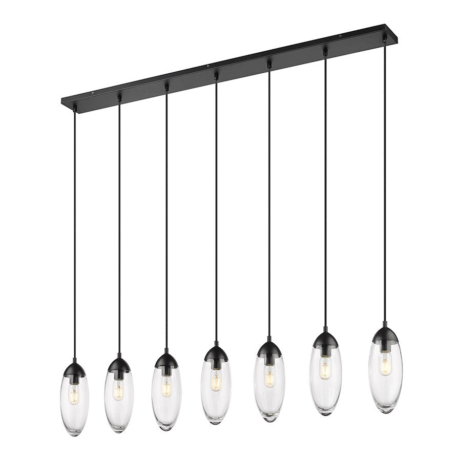 Z-Lite Arden 7 Light 5" Chandelier, Matte Black/Clear - 651P-7L-MB