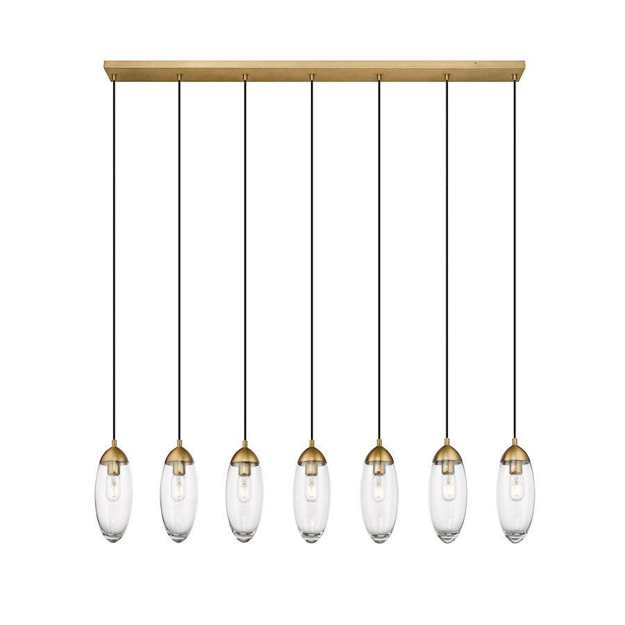 Z-Lite Arden 7 Light 5" Chandelier, Rubbed Brass/Clear - 651P-7L-RB