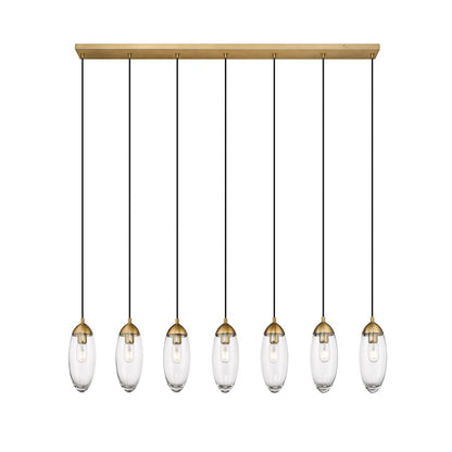 Z-Lite Arden 7 Light 5" Chandelier, Rubbed Brass/Clear - 651P-7L-RB