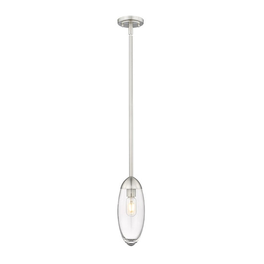 Z-Lite Arden 1 Light Pendant, Brushed Nickel/Clear - 651P-ROD-BN