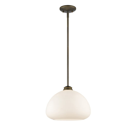 Z-Lite Amon 1 Light Pendant, Olde Bronze/Matte Opal - 721P13-OB