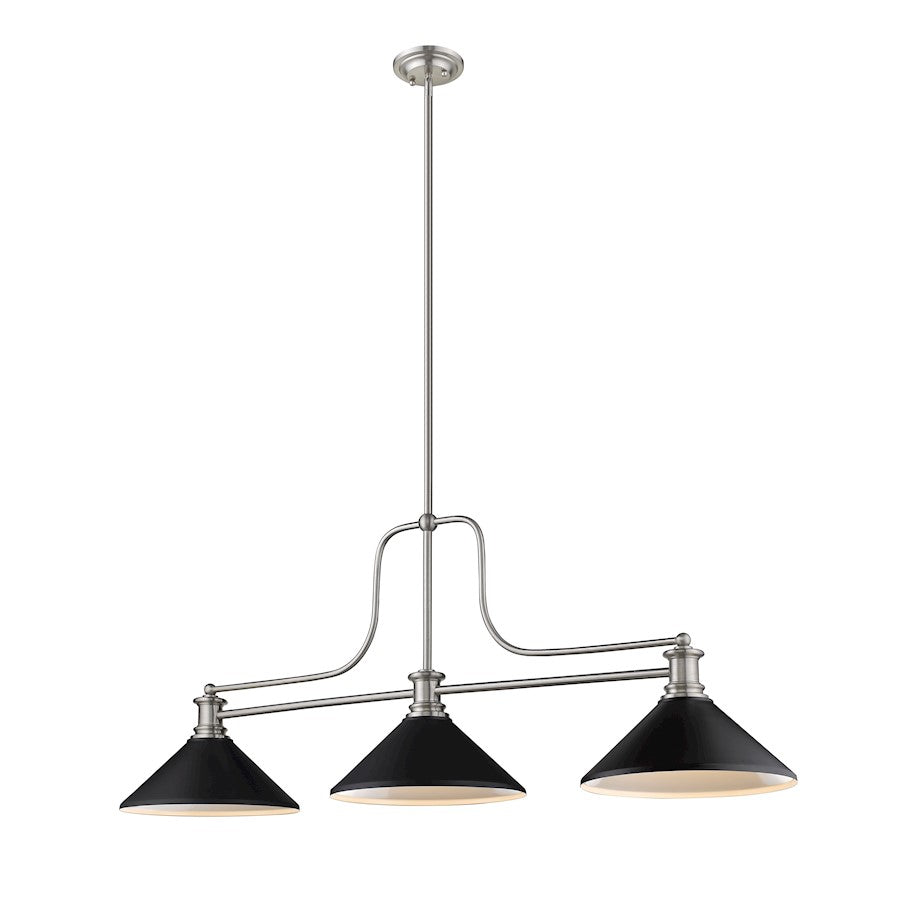 Z-Lite 3 Light Melange 13" Chandelier, Brushed Nickel/Matte Black - 725-3BN-MMB