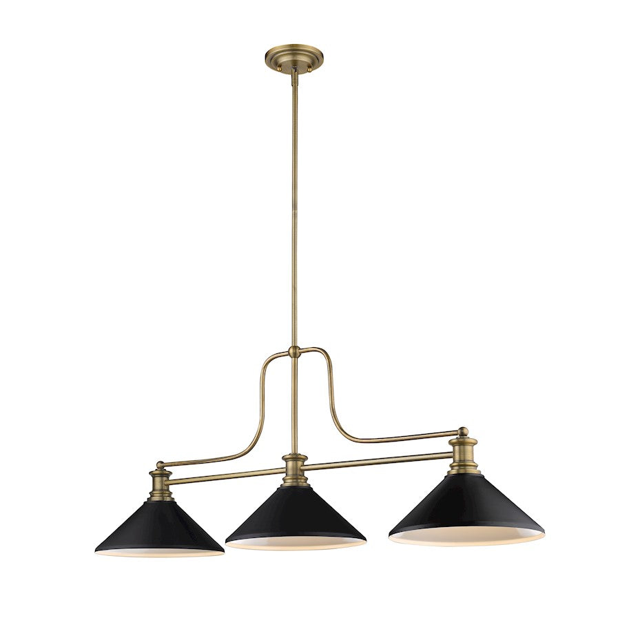 Z-Lite Melange 3 Light Chandelier, Heritage Brass/Matte Black - 725-3HBR-MMB