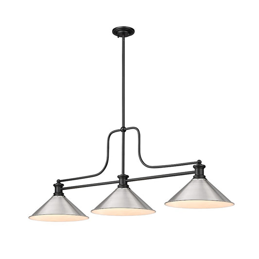 Z-Lite Melange 3 Light 45" Billiard, Matte Black/Brushed Nickel - 725-3MB-BN15