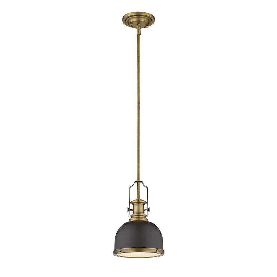 Z-Lite 1 Light Melange 8" Mini Pendant, Bronze/Heritage Brass - 725MP-BRZ-HBR