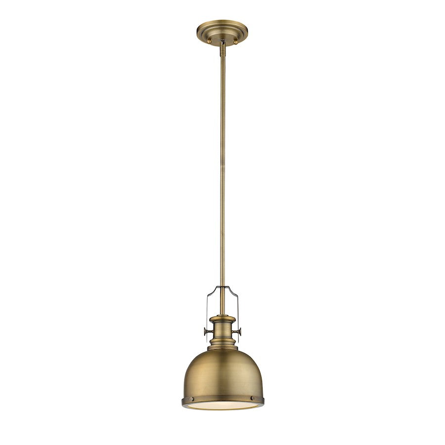 Z-Lite 1 Light Melange 8" Mini Pendant, Heritage Brass - 725MP-HBR