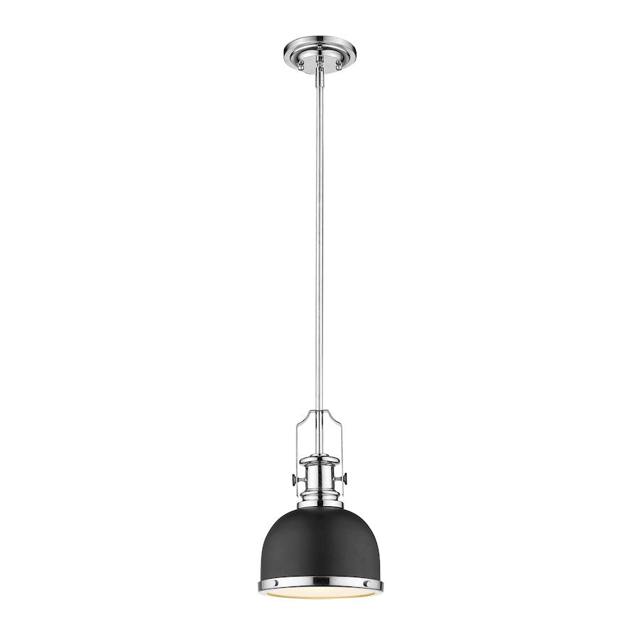 Z-Lite Melange 1 Light Mini Pendant, Black/Chrome/Black - 725MP-MB-CH