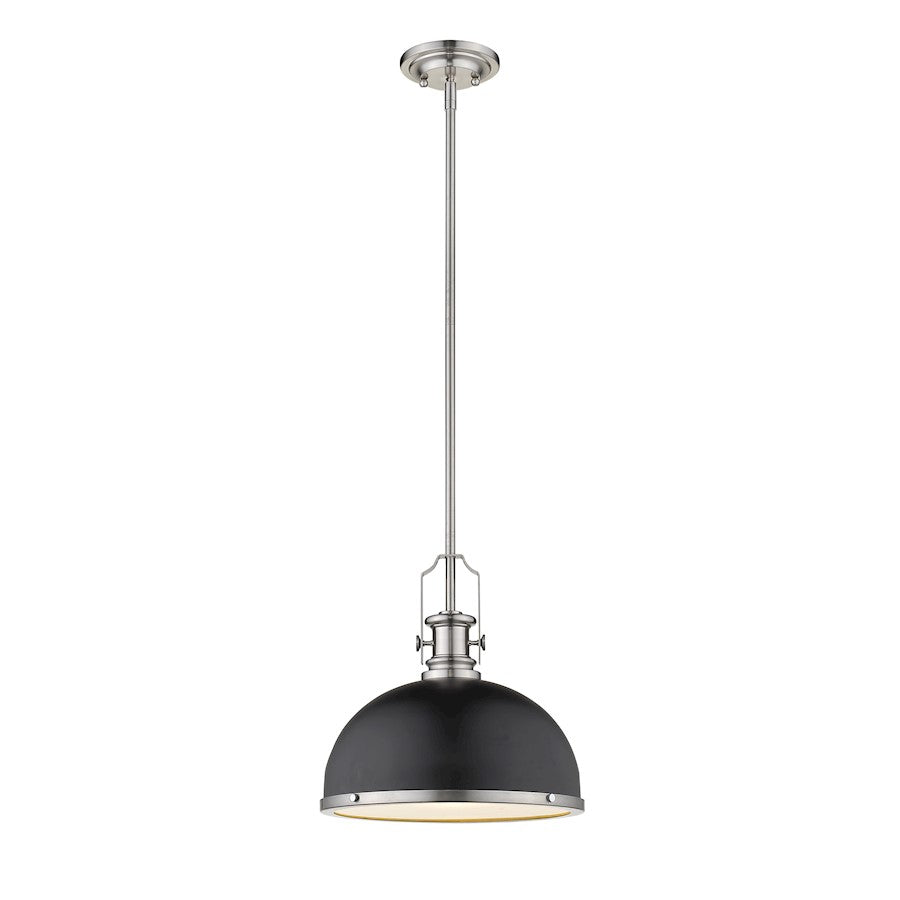 Z-Lite 1 Light Melange 13" Pendant, Matte Black/Brushed Nickel - 725P12-MB-BN