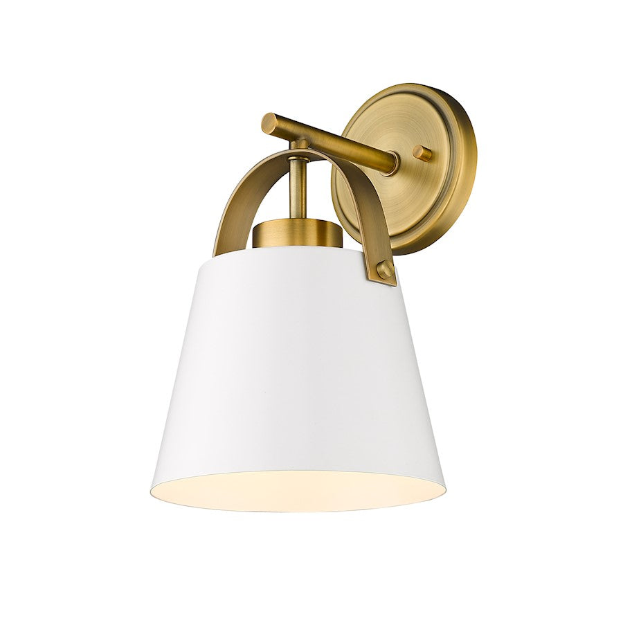 Z-Lite Z-Studio 1 Light Wall Sconce, Matte White/Heritage Brass - 726-1S-MW-HBR