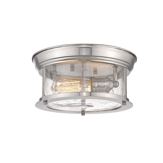 Z-Lite Sonna 2 Light Flush Mount, Clear Seedy Glass