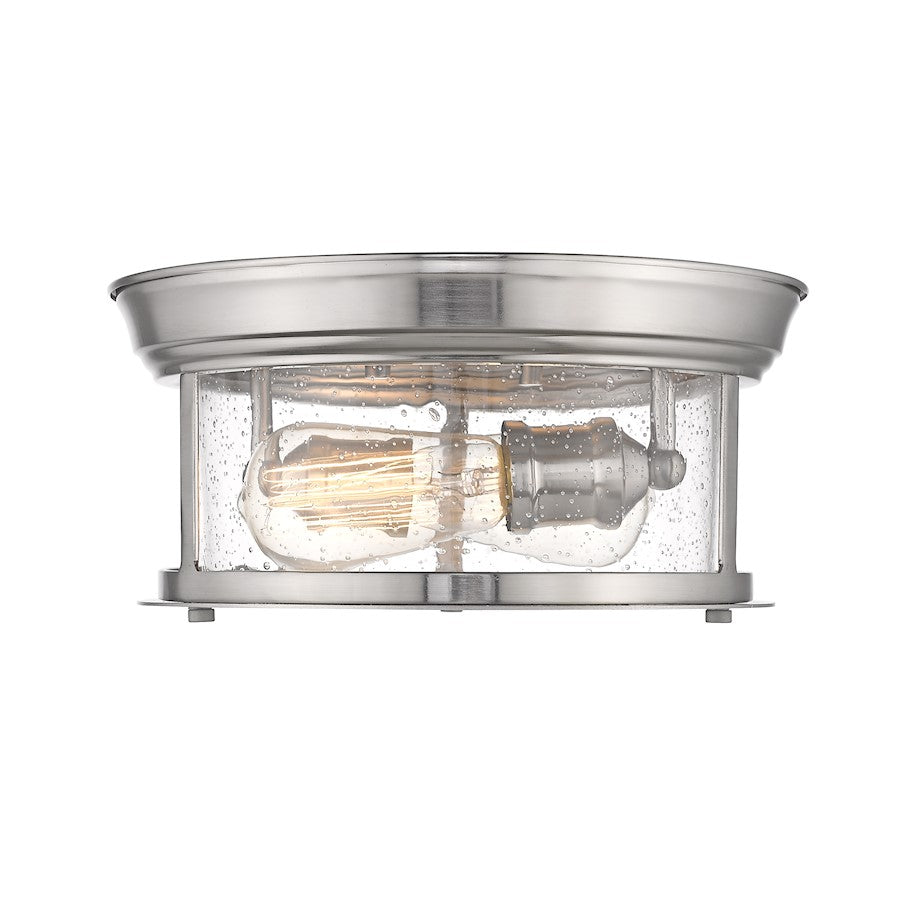 Z-Lite Sonna 2 Light Flush Mount, Clear Seedy Glass