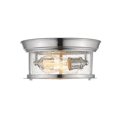 Z-Lite Sonna 2 Light Flush Mount, Clear Seedy Glass