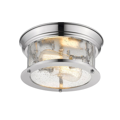 Z-Lite Sonna 2 Light Flush Mount, Clear Seedy Glass