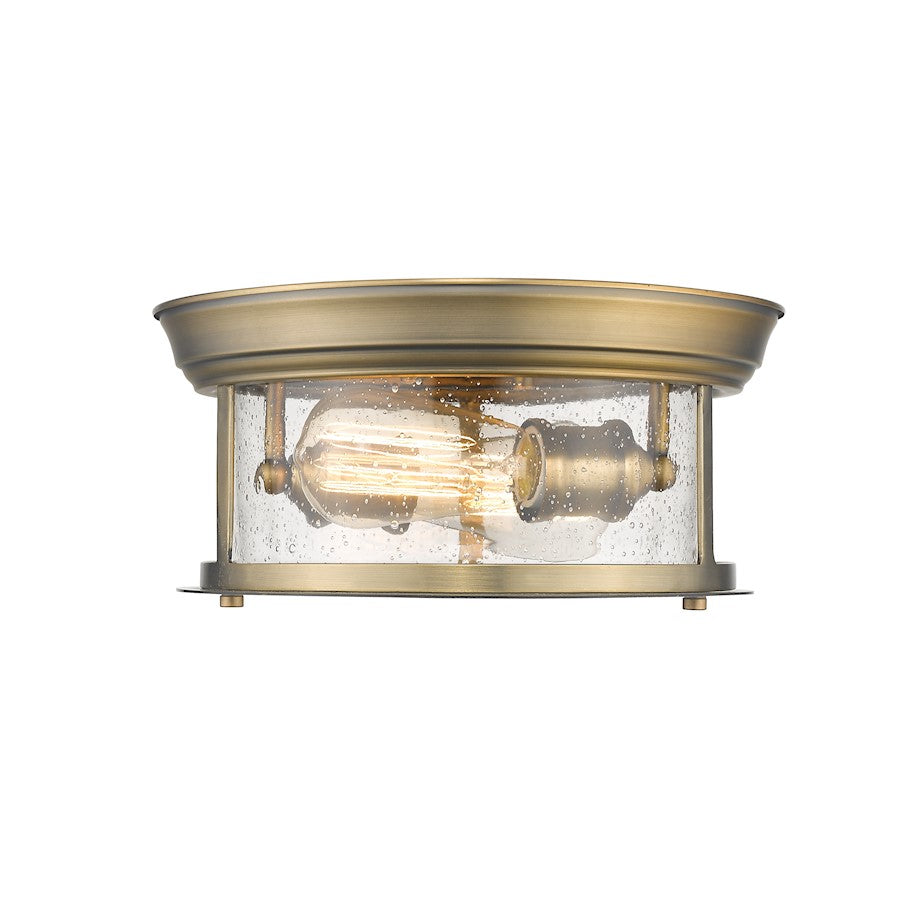 Z-Lite Sonna 2 Light Flush Mount, Clear Seedy Glass