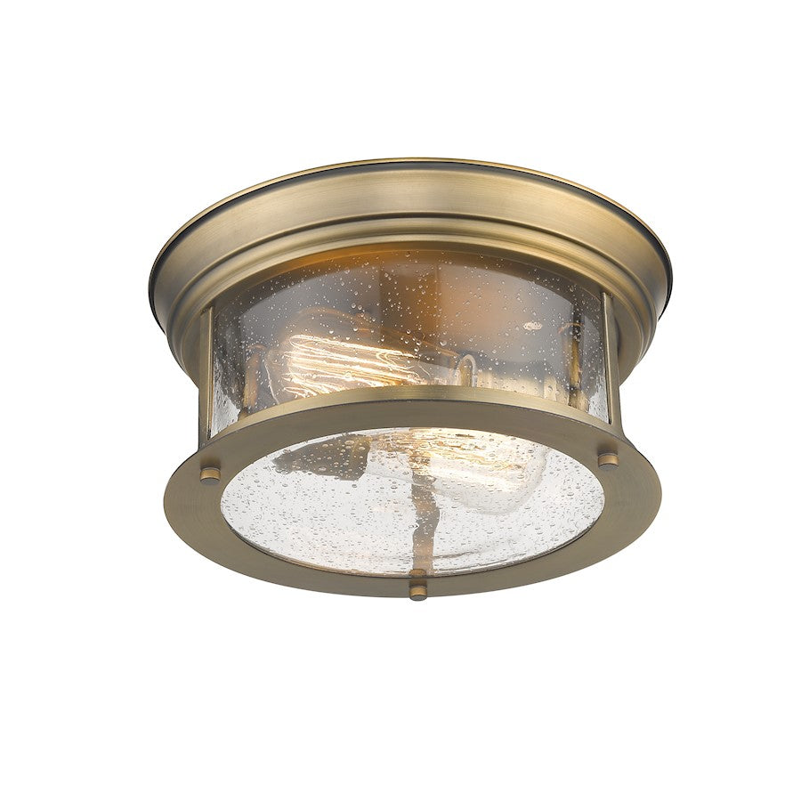 Z-Lite Sonna 2 Light Flush Mount, Clear Seedy Glass